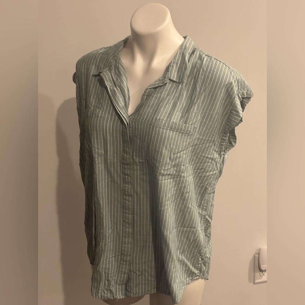 Jacks Girlfriend Striped Sleeveless Blouse - Mint Green